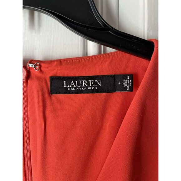 Lauren Ralph Lauren Sleeveless Crepe Cocktail Dress Hyannis Port Orange Size 4 - Picture 9 of 10
